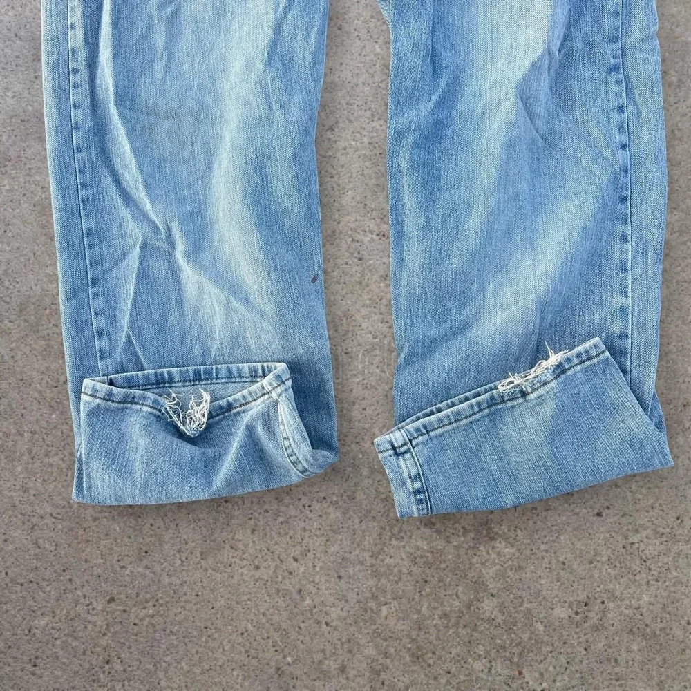 Wrangler 5 Star Relaxed Fit Flex Jeans Mens 38x29 Light Wash Denim Distressed